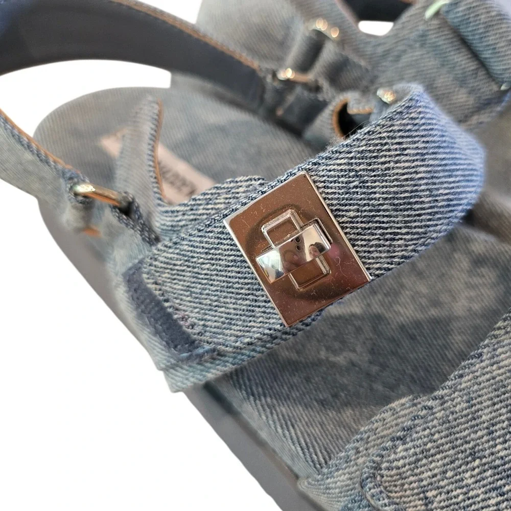 Steve Madden Mona Sandals Womens 8.5 Denim Platform